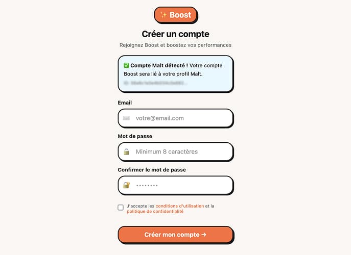 Capture d'écran de l'extension Boost